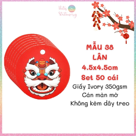 [HOTIS] Set 50 tag giấy trang trí hộp quà tặng Tết Giáp Thìn 2024 - Không kèm dây