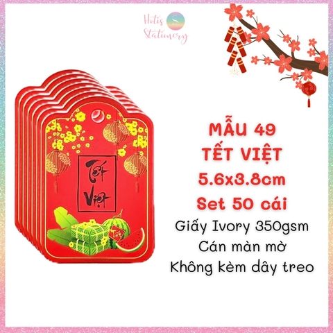 [HOTIS] Set 50 tag giấy trang trí hộp quà tặng Tết Giáp Thìn 2024 - Không kèm dây