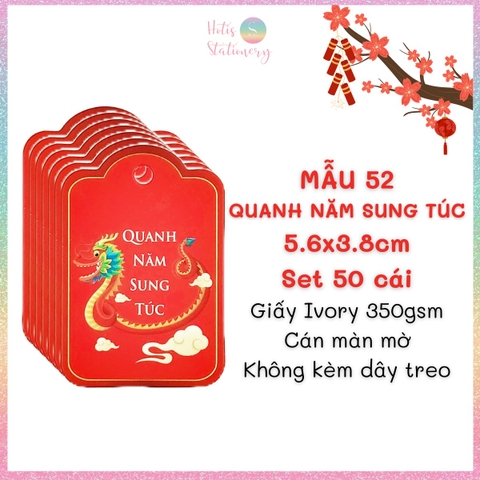 [HOTIS] Set 50 tag giấy trang trí hộp quà tặng Tết Giáp Thìn 2024 - Không kèm dây