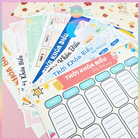 [HOTIS] Set 2 tờ Thời khóa biểu A5 viết lịch học, thời gian biểu nhiều mẫu thiết kế dễ thương