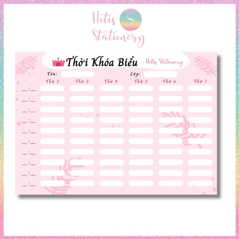 [HOTIS] Set 2 tờ Thời khóa biểu A5 viết lịch học, thời gian biểu nhiều mẫu thiết kế dễ thương
