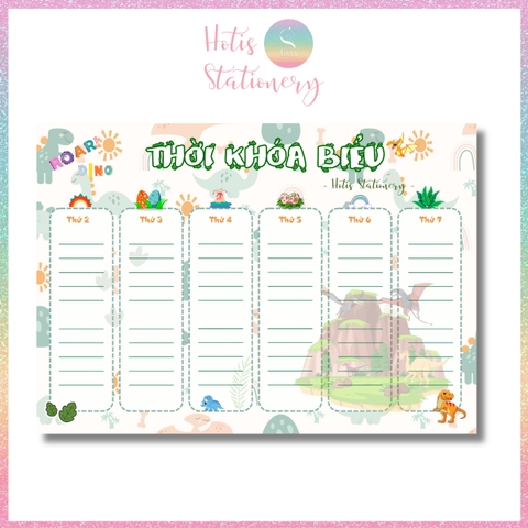 [HOTIS] Set 2 tờ Thời khóa biểu A5 viết lịch học, thời gian biểu nhiều mẫu thiết kế dễ thương