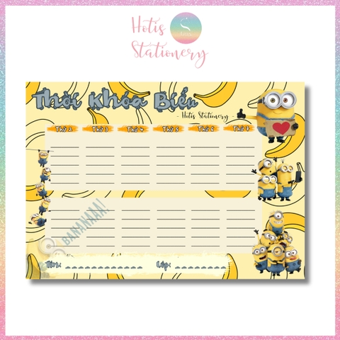 [HOTIS] Set 2 tờ Thời khóa biểu A5 viết lịch học, thời gian biểu nhiều mẫu thiết kế dễ thương
