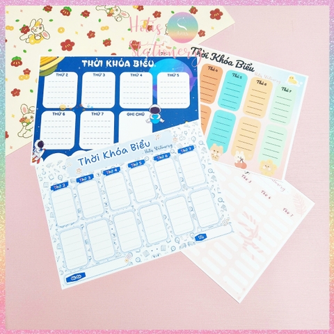[HOTIS] Set 2 tờ Thời khóa biểu A5 viết lịch học, thời gian biểu nhiều mẫu thiết kế dễ thương