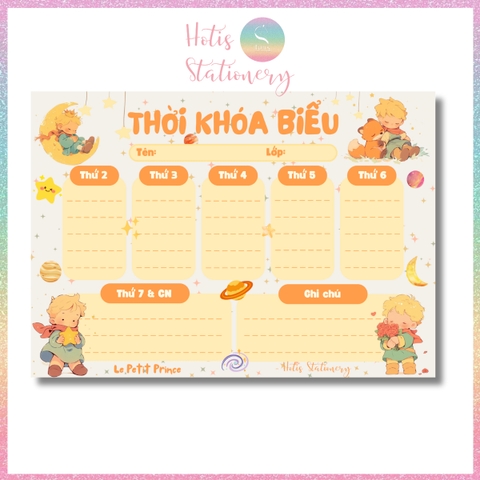 [HOTIS] Set 2 tờ Thời khóa biểu A5 viết lịch học, thời gian biểu nhiều mẫu thiết kế dễ thương