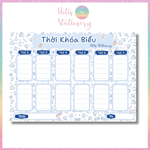[HOTIS] Set 2 tờ Thời khóa biểu A5 viết lịch học, thời gian biểu nhiều mẫu thiết kế dễ thương