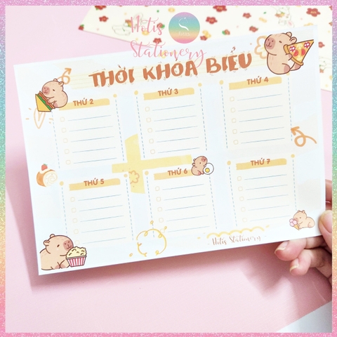 [HOTIS] Set 2 tờ Thời khóa biểu A5 viết lịch học, thời gian biểu nhiều mẫu thiết kế dễ thương