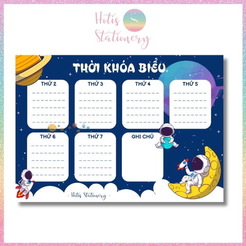 [HOTIS] Set 2 tờ Thời khóa biểu A5 viết lịch học, thời gian biểu nhiều mẫu thiết kế dễ thương