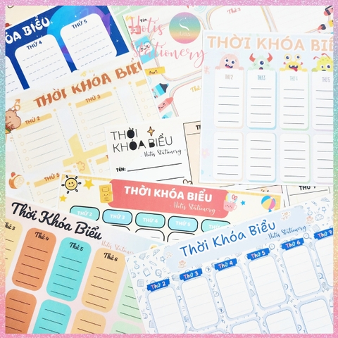 [HOTIS] Set 2 tờ Thời khóa biểu A5 viết lịch học, thời gian biểu nhiều mẫu thiết kế dễ thương