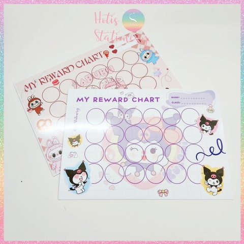[HOTIS] GIẤY BÓNG - Set 10 tờ Phiếu tích điểm sticker khen thưởng Tiếng Anh, bảng lưu trữ sticker khen thưởng, đổi quà cho bé
