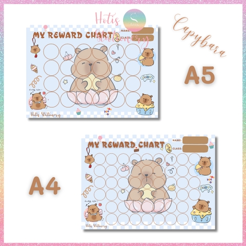 [HOTIS] GIẤY BÓNG - Phiếu tích điểm sticker khen thưởng Tiếng Anh, bảng lưu trữ sticker khen thưởng, đổi quà cho bé