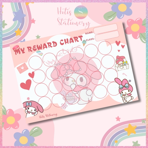 [HOTIS] GIẤY BÓNG - Set 10 tờ Phiếu tích điểm sticker khen thưởng Tiếng Anh, bảng lưu trữ sticker khen thưởng, đổi quà cho bé