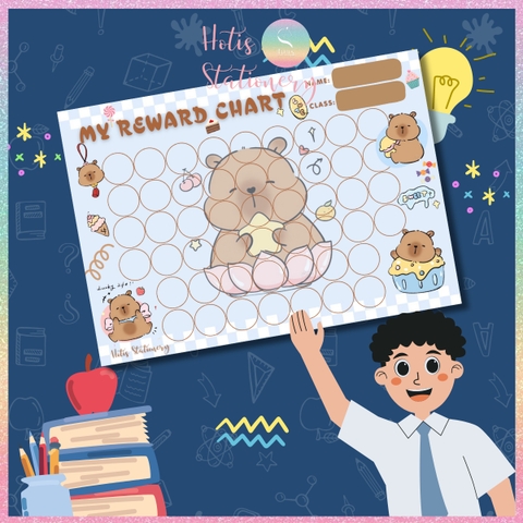 [HOTIS] GIẤY BÓNG - Set 10 tờ Phiếu tích điểm sticker khen thưởng Tiếng Anh, bảng lưu trữ sticker khen thưởng, đổi quà cho bé