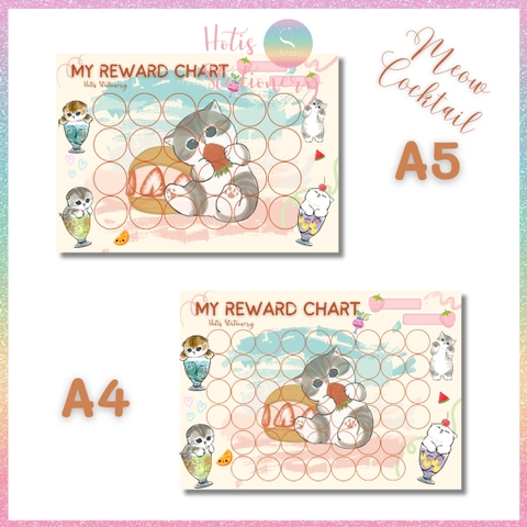 [HOTIS] GIẤY BÓNG - Set 10 tờ Phiếu tích điểm sticker khen thưởng Tiếng Anh, bảng lưu trữ sticker khen thưởng, đổi quà cho bé