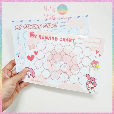 [HOTIS] GIẤY BÓNG - Set 10 tờ Phiếu tích điểm sticker khen thưởng Tiếng Anh, bảng lưu trữ sticker khen thưởng, đổi quà cho bé