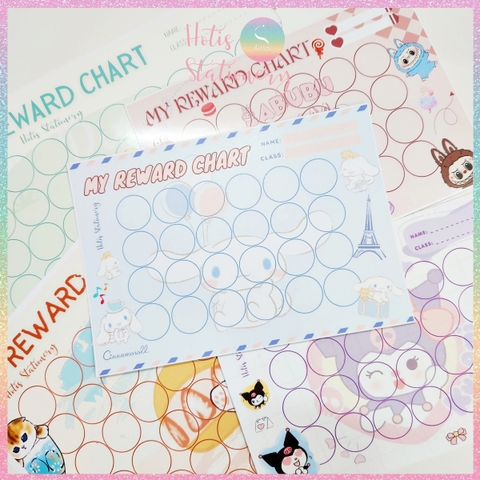 [HOTIS] GIẤY BÓNG - Phiếu tích điểm sticker khen thưởng Tiếng Anh, bảng lưu trữ sticker khen thưởng, đổi quà cho bé