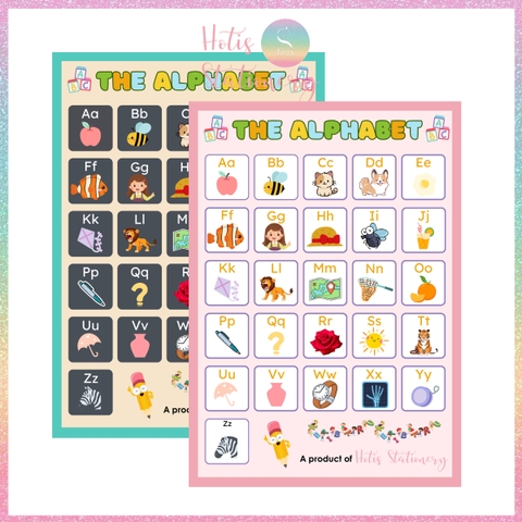 [HOTIS] Bảng chữ cái Tiếng Anh Alphabet A4 ép nhựa dành cho học sinh tiểu học, giáo cụ dạy học