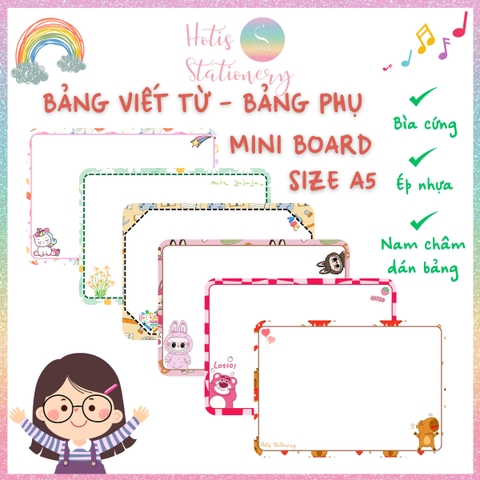 [HOTIS] Set 4 Mini Board size A5 / A4, Bảng viết câu, viết từ, bảng phụ - Giấy bìa cứng ép nhựa dán bảng, giáo cụ dạy học