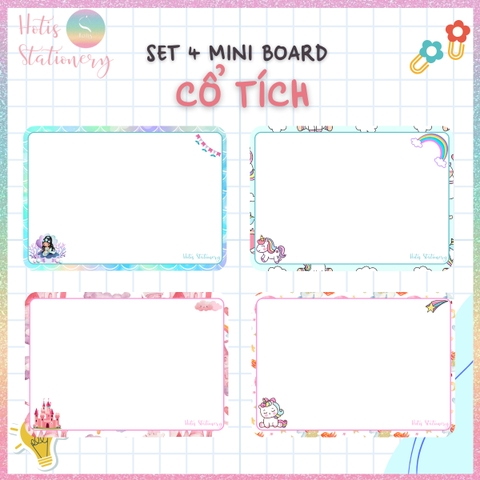[HOTIS] Set 4 Mini Board size A5 / A4, Bảng viết câu, viết từ, bảng phụ - Giấy bìa cứng ép nhựa dán bảng, giáo cụ dạy học
