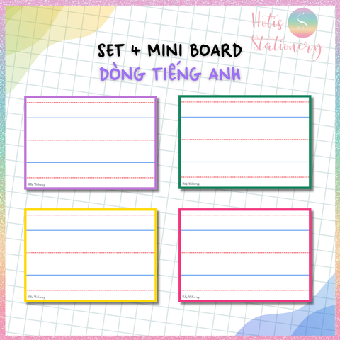 [HOTIS] Set 4 Mini Board size A5 / A4, Bảng viết câu, viết từ, bảng phụ - Giấy bìa cứng ép nhựa dán bảng, giáo cụ dạy học