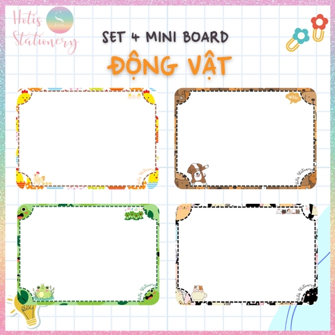 [HOTIS] Set 4 Mini Board size A5 / A4, Bảng viết câu, viết từ, bảng phụ - Giấy bìa cứng ép nhựa dán bảng, giáo cụ dạy học