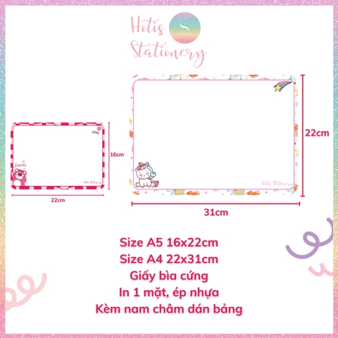 [HOTIS] Set 4 Mini Board size A5 / A4, Bảng viết câu, viết từ, bảng phụ - Giấy bìa cứng ép nhựa dán bảng, giáo cụ dạy học
