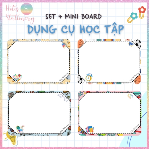 [HOTIS] Set 4 Mini Board size A5 / A4, Bảng viết câu, viết từ, bảng phụ - Giấy bìa cứng ép nhựa dán bảng, giáo cụ dạy học