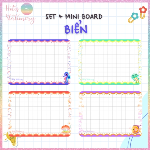 [HOTIS] Set 4 Mini Board size A5 / A4, Bảng viết câu, viết từ, bảng phụ - Giấy bìa cứng ép nhựa dán bảng, giáo cụ dạy học