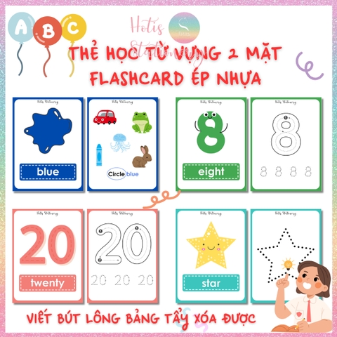 [HOTIS] Thẻ học từ vựng Flashcard Tiếng Anh theo chủ đề, 2 mặt vận dụng tương tác, giấy ép nhựa, viết tẩy xóa được