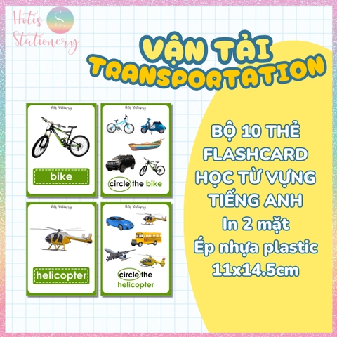 [HOTIS] Thẻ học từ vựng Flashcard Tiếng Anh theo chủ đề, 2 mặt vận dụng tương tác, giấy ép nhựa, viết tẩy xóa được