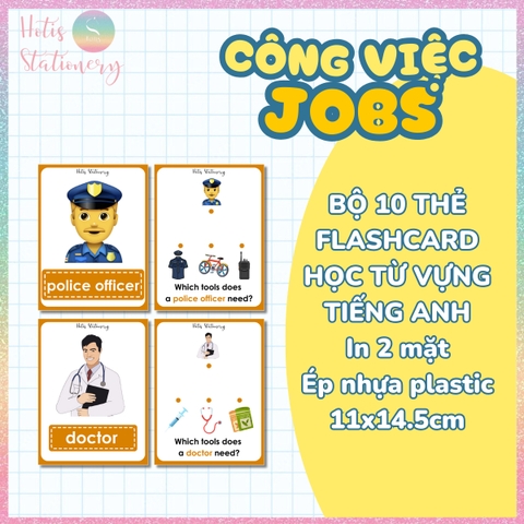 [HOTIS] Thẻ học từ vựng Flashcard Tiếng Anh theo chủ đề, 2 mặt vận dụng tương tác, giấy ép nhựa, viết tẩy xóa được
