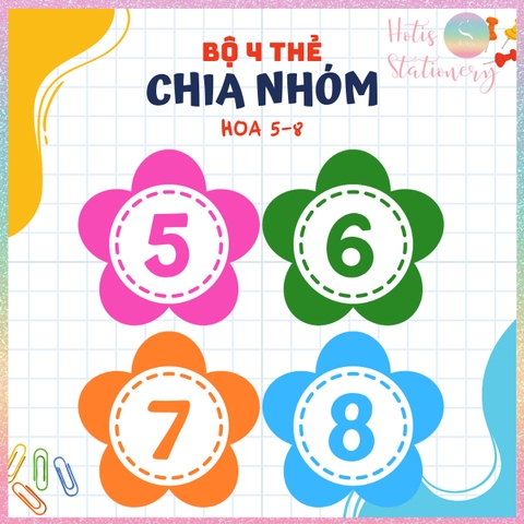 [HOTIS] Bộ 4 thẻ chia nhóm học tập, chơi minigame - Giấy bìa ép nhưa dán bảng, giáo cụ dạy học