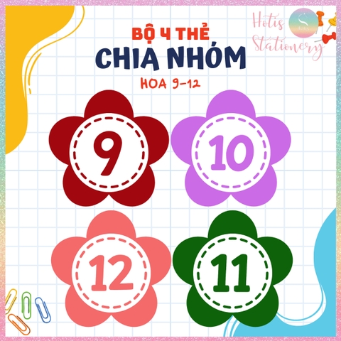 [HOTIS] Bộ 4 thẻ chia nhóm học tập, chơi minigame - Giấy bìa ép nhưa dán bảng, giáo cụ dạy học