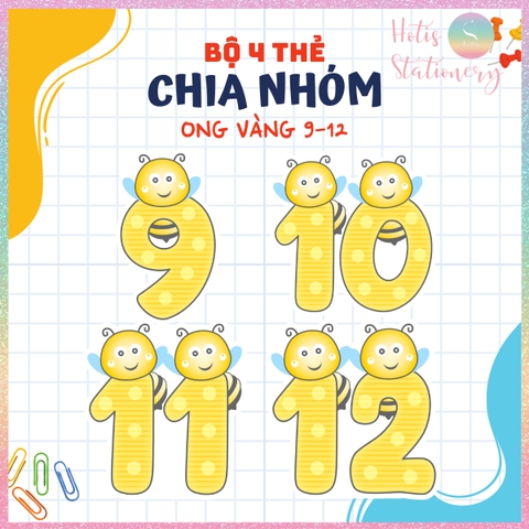 [HOTIS] Bộ 4 thẻ chia nhóm học tập, chơi minigame - Giấy bìa ép nhưa dán bảng, giáo cụ dạy học