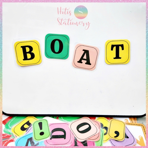[HOTIS] Bộ 26 chữ cái Tiếng Anh, 10 số đếm tặng dấu câu, phép tính - Giấy bìa cứng ép nhựa dán bảng, giáo cụ dạy học