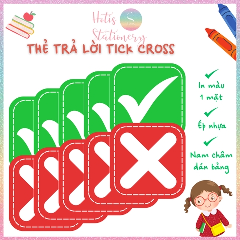 [HOTIS] Set 10 Thẻ tick cross caro trả lời đúng sai, thẻ trắc nghiệm - Giấy bìa cứng ép nhựa dán bảng, giáo cụ dạy học