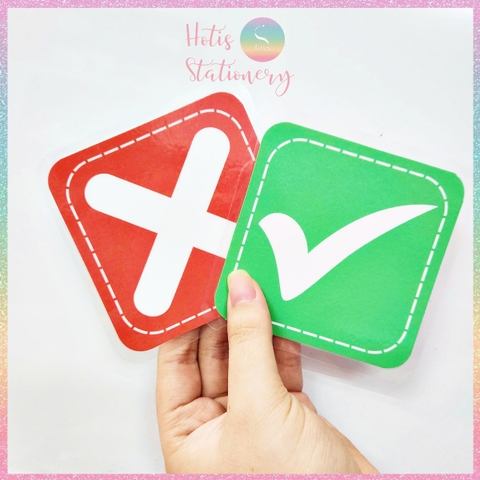 [HOTIS] Set 10 Thẻ tick cross caro trả lời đúng sai, thẻ trắc nghiệm - Giấy bìa cứng ép nhựa dán bảng, giáo cụ dạy học