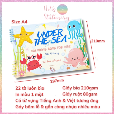 [HOTIS] Tập tô màu theo chủ đề cho bé Coloring Book For Kids - Tập tô màu 22 tờ luôn bìa