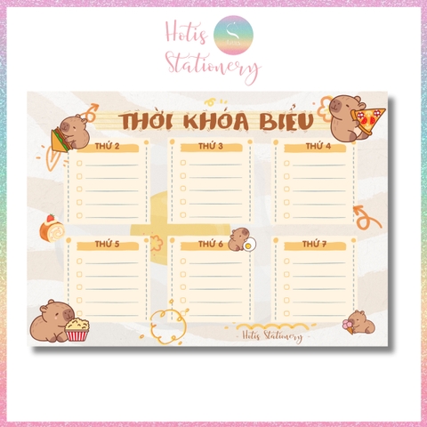 [HOTIS] Thời khóa biểu A4 ép nhựa tẩy xóa dược, lịch học nhiều mẫu thiết kế dễ thương - Tặng kèm 1 bút lông bảng