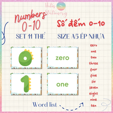 [HOTIS] Set 10 Flashcard A5 học từ vựng Tiếng Anh tiểu học theo chủ đề, thẻ học từ vựng cho bé