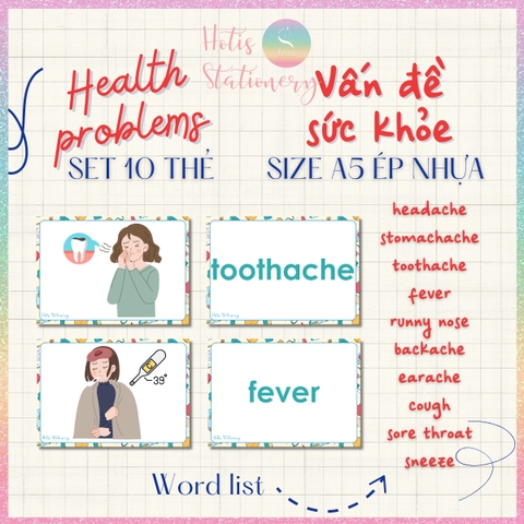 [HOTIS] Set 10 Flashcard A5 học từ vựng Tiếng Anh tiểu học theo chủ đề, thẻ học từ vựng cho bé