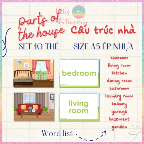 [HOTIS] Set 10 Flashcard A5 học từ vựng Tiếng Anh tiểu học theo chủ đề, thẻ học từ vựng cho bé