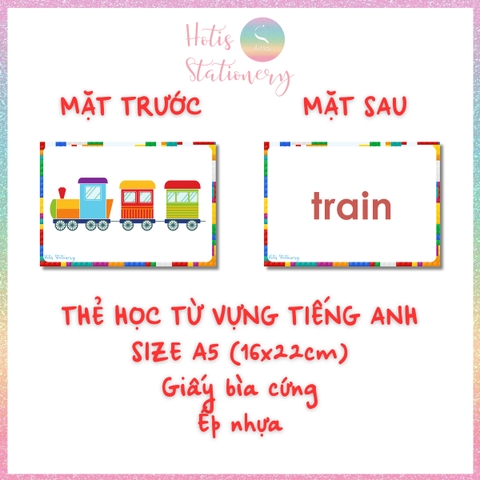 [HOTIS] Set 10 Flashcard A5 học từ vựng Tiếng Anh tiểu học theo chủ đề, thẻ học từ vựng cho bé