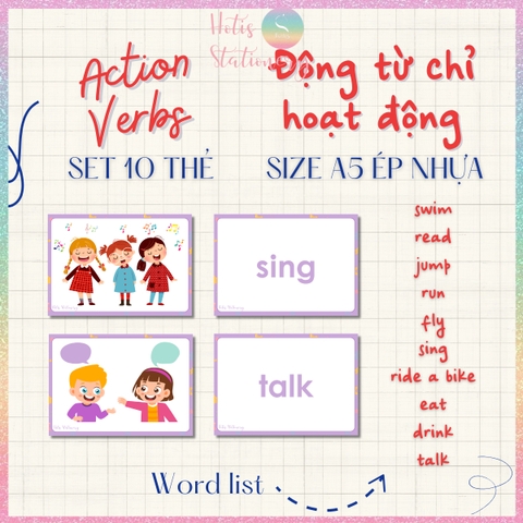 [HOTIS] Set 10 Flashcard A5 học từ vựng Tiếng Anh tiểu học theo chủ đề, thẻ học từ vựng cho bé