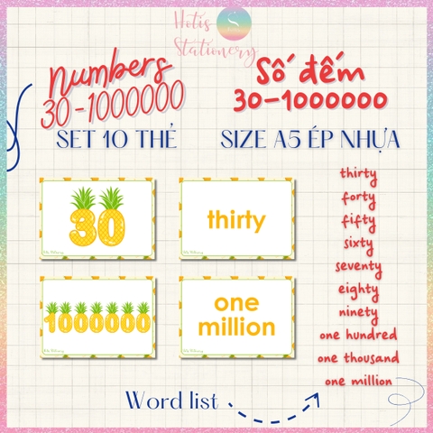 [HOTIS] Set 10 Flashcard A5 học từ vựng Tiếng Anh tiểu học theo chủ đề, thẻ học từ vựng cho bé