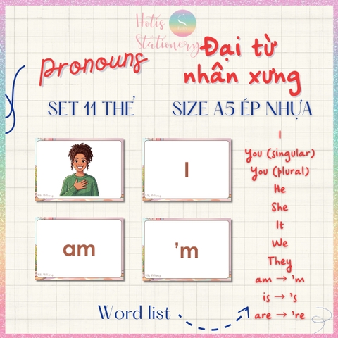 [HOTIS] Set 10 Flashcard A5 học từ vựng Tiếng Anh tiểu học theo chủ đề, thẻ học từ vựng cho bé