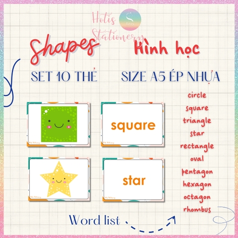 [HOTIS] Set 10 Flashcard A5 học từ vựng Tiếng Anh tiểu học theo chủ đề, thẻ học từ vựng cho bé