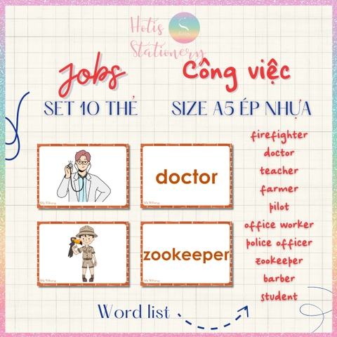 [HOTIS] Set 10 Flashcard A5 học từ vựng Tiếng Anh tiểu học theo chủ đề, thẻ học từ vựng cho bé