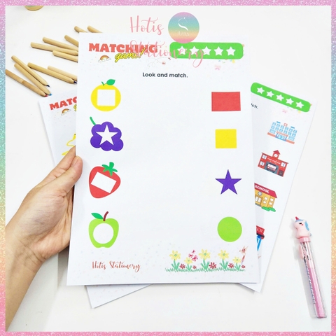 [HOTIS] Tô nét đứt, luyện nét cơ bản, tô màu cho bé 3-6 tuổi, rèn luyện tư duy, học liệu Montessori