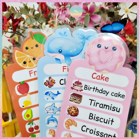 [HOTIS] Combo 20 Thẻ từ vựng Tiếng Anh cho bé từ 4-10 tuổi, ép nhựa, giáo cụ dạy học - Kèm file nghe